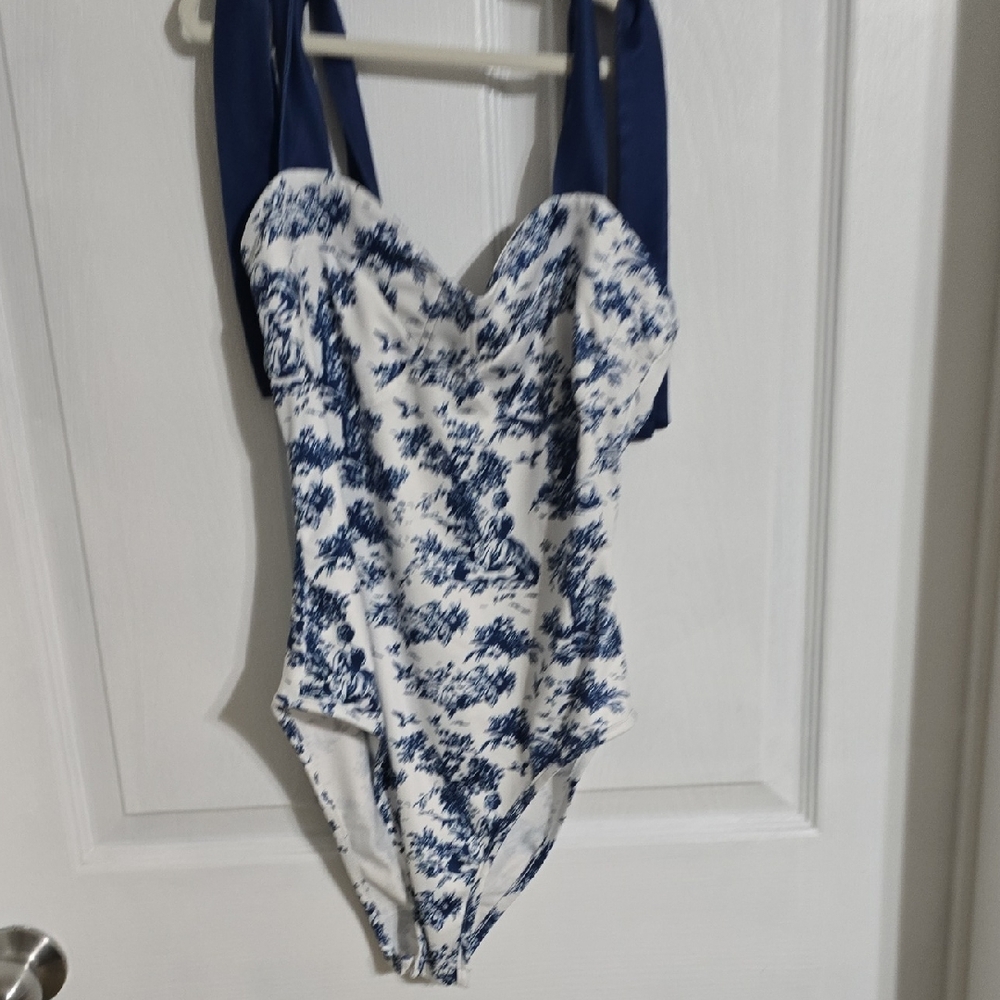 Floral Blue and White Bodysuit
